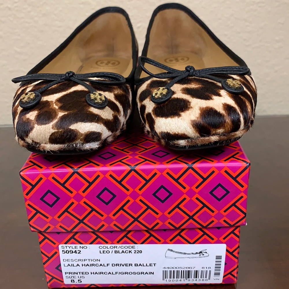 Tory Burch Laila Haircalf Driver Ballet - Leopard